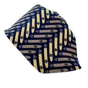 Vicky Davis "Light Up" cigar pattern designer vintage 100% silk tie 4" w